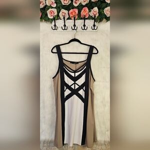 X-Two Classic Black & Tan Sleeveless Dress
